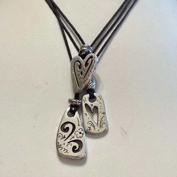 Brighton BRAZILIAN Hearts TRIPLE TRIO Black Corded Necklace - Picture 5 of 7